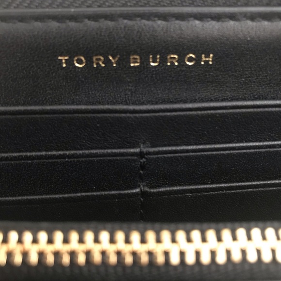 TORY BURCH Women's Charlie Zip Continental Wallet Black Bill-fold Wallet - Picture 4 of 8
